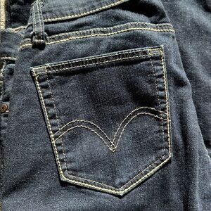 Dark Blue Women's Jeans with Contrast Stitching